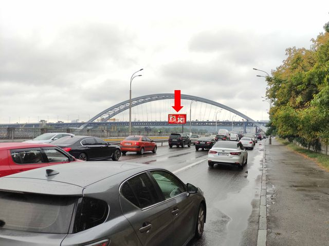 Щит 6x3,  Набережно-Рыбальская ул., 350м до мост Подольско-Воскресенский, в сторону Набережно-Крещатицкая ул.