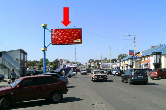 Щит 6x3,  Кропивницкого ул., возле АЗС, Авторынка, ТЦ "Тарон" (флажок)