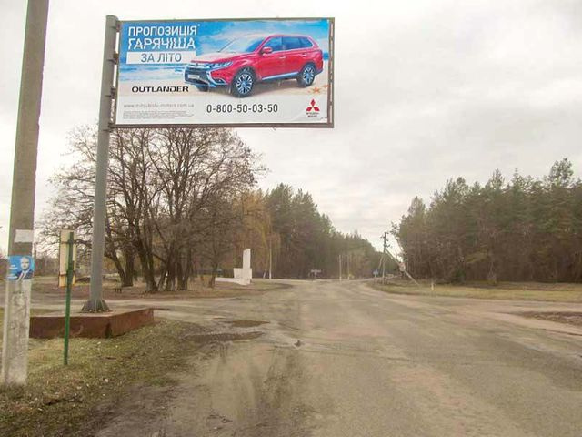 Щит 6x3,  пгт Боровая, автопуть Р79, въезд, из Изюма, в сторону Купянска