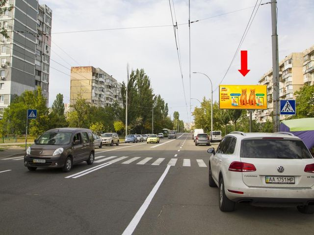 Щит 6x3, Иорданская ул. (бывш. Гавро ул.), 4 - ул. Архипенко (бывш. М. Залки), в сторону ст.м. "Оболонь" Щит 6x3, Иорданская ул. (бывш. Гавро ул.), 4 - ул. Архипенко (бывш. М. Залки), в сторону ст.м. "Оболонь"