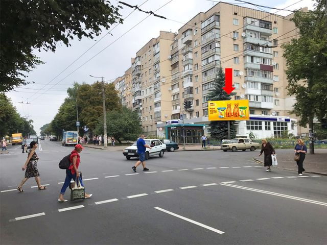 Щит 6x3,  Победы ул., 54 / ул. Л. Украинки, из центра
