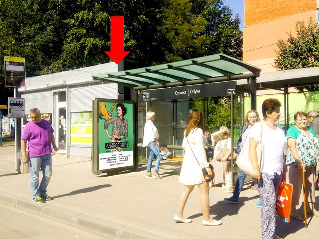 Сітілайт 1.2x1.8,  Мазепы ул., 13б / ул. Орлика, (остановка "Орлика"), супермаркет "Сильпо", в сторону ТРЦ "Спартак"
