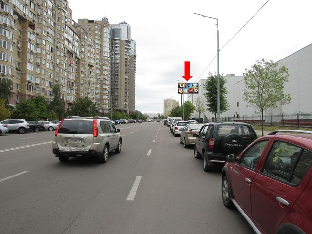 Щит 6x3, Никольско-Слободская ул., 4В, возле МВЦ, в сторону супермаркета Novus, Шептицкого ул., к ст. м. "Левобережная" Щит 6x3, Никольско-Слободская ул., 4В, возле МВЦ, в сторону супермаркета Novus, Шептицкого ул., к ст. м. "Левобережная"