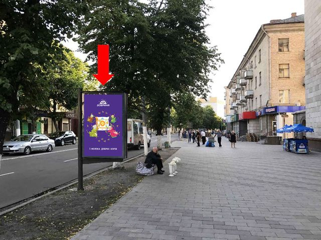 Сітілайт 1.2x1.8,  Киевская ул., 37 / Небесной сотни ул. (бывш. ул. Московская), возле ЦУМа, магазина "Плато", "Ватсонс"