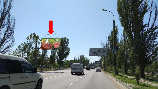 Щит 6x3,  Николаевское шоссе, возле АЗС "УкрНафта", гусь, над дорогой, в центр